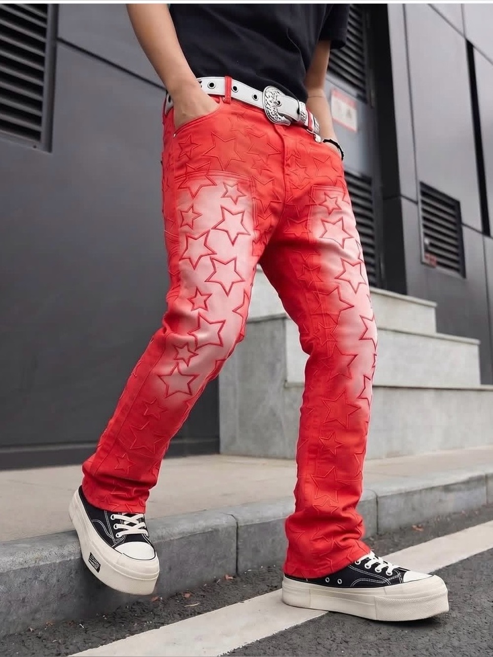 Watson red jeans with embroidered stars. Brand new with tags. Size 28 x 30